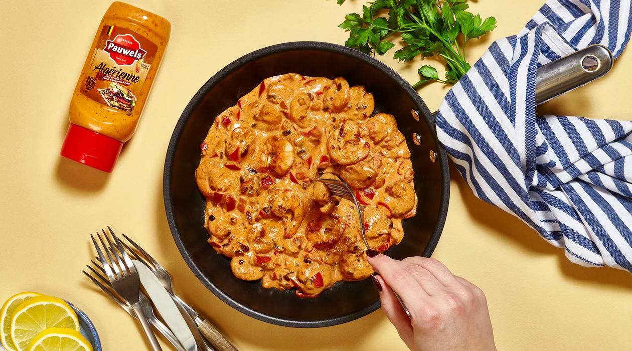 Scampi diabolique met Pauwels Algérienne