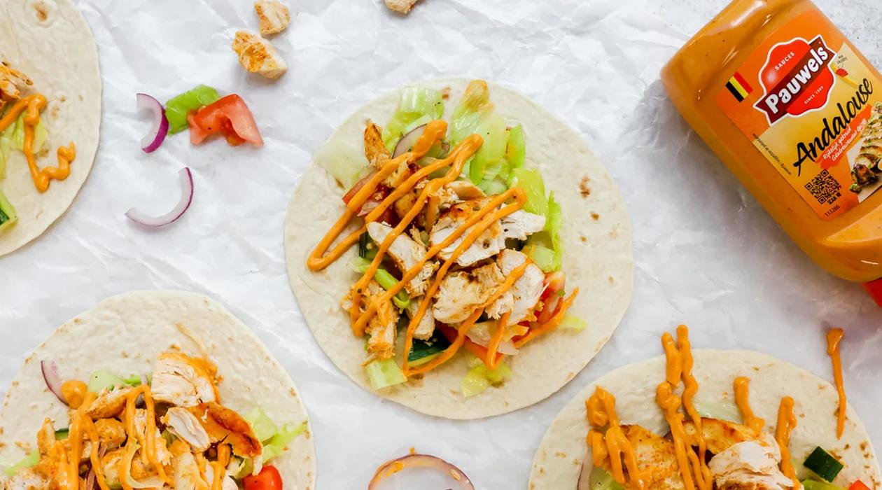 Kip fajitas met Pauwels Andalouse